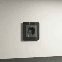 Розетка с заземлением и шторками (графит акрил) W1171144