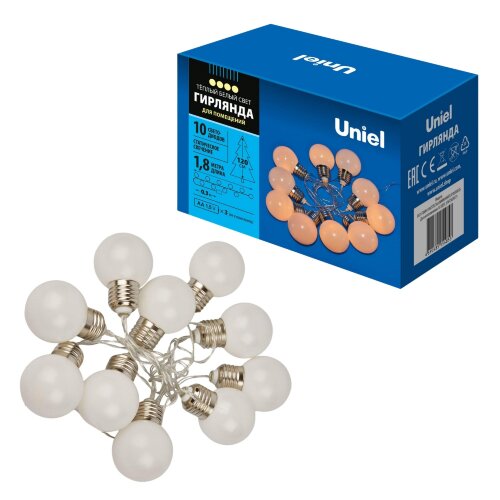ULD-S1800-010-STB-3AA WARM WHITE IP20 BULBS Гирлянда светодиодная Лампочки, на батарейках 3AA не в-к, 1.8м, 10 светодиодов, Теплый белый свет, Провод прозрачный, TM Uniel - фото 8