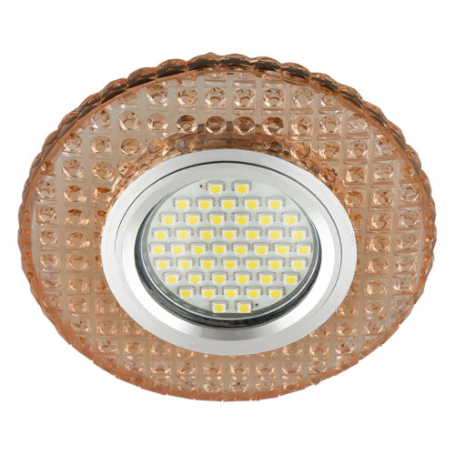 DLS-L143 GU5.3 GLASSY-LIGHT TEA Светильник декоративный встраиваемый, серия Luciole, Без лампы, цоколь GU5.3, Доп, светодиодная подсветка 3Вт, Стекло, Зеркальный-светло-коричневый - фото 5