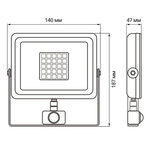 Прожектор светодиодный PFL-SC SENSOR 30Вт 6500К IP54 190-260В ДО закален. матов. стекло датчик движения инфракрасный JazzWay 5001411 - фото 7