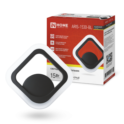Светильник светодиодный ELEGANT ARIS-1530-BL 15Вт 230В 3000K 1200Лм черный IN HOME - Фото