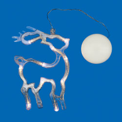 ULD-H1419-010-STA-3AAA WARM WHITE IP20 DEER Фигура светодиодная Олень на батарейках 3AAA не в-к, 14х19см, Подвесная, 10 светодиодов, Теплый белый свет, Провод прозрачный, TM Uniel