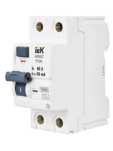Выключатель дифференциального тока (УЗО) 2п 40А 30мА тип AC ВДТ R10N ARMAT IEK AR-R10N-2-040C030 - фото 8