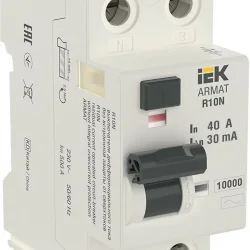 Выключатель дифференциального тока (УЗО) 2п 40А 30мА тип AC ВДТ R10N ARMAT IEK AR-R10N-2-040C030