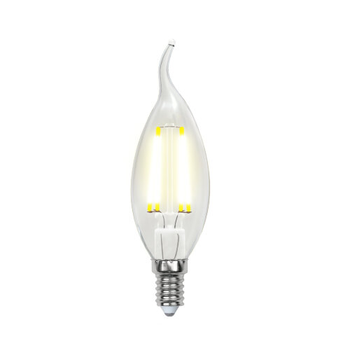 LED-CW35-6W-WW-E14-CL PLS02WH Лампа светодиодная, Форма свеча на ветру, прозрачная, Серия Sky, Теплый белый свет. - фото 1