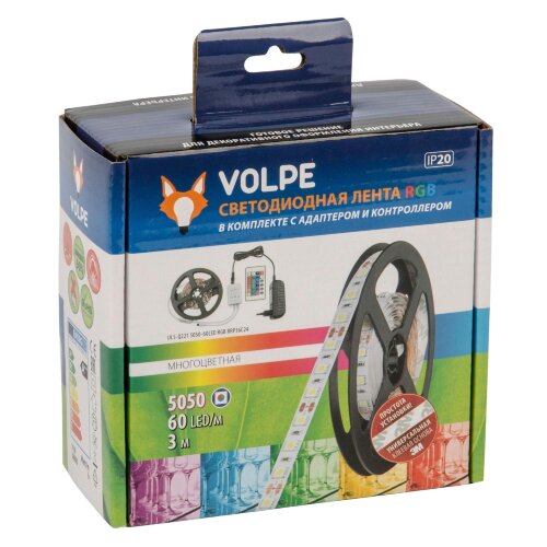 ULS-Q221 5050-60LED-m-IP20-3M-RGB RRP36C24 Комплект светодиодной ленты 3м, IP20, RGB, Адаптер 36Вт, Контроллер с пультом - фото 6