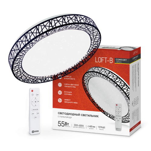 Светильник светодиодный COMFORT LOFT-B 55Вт 230В 3000-6500K 4400Лм 395x105мм с пультом ДУ IN HOME - Фото