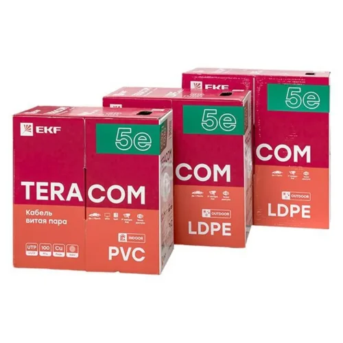 Кабель витая пара F/UTP кат.5E 4 пары solid внешн. LDPE черн. TERACOM EKF TRC-5EFTP-04PE-BK-OUT3 - фото 7