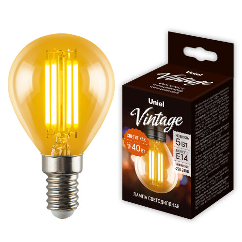 LED-G45-5W-GOLDEN-E14 GLV21GO Лампа светодиодная Vintage, Форма шар, золотистая колба - фото 5