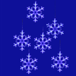 ULD-E1503-072-DTA BLUE IP20 SNOWFLAKES-3 Занавес фигурный светодиодный, 1.5х0.3м, 72 светодиода, Синий свет, Провод прозрачный, TM Uniel