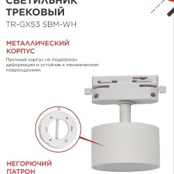 Светильник трековый TR-GX53 SBM-WH белый IN HOME