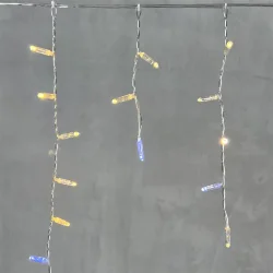 Гирлянда Бахрома с Колпачком 3,1 x 0,5 м Тепло-Белая с Мерцанием Белого Диода 220В, 120 LED, Провод Прозрачный ПВХ, IP65
