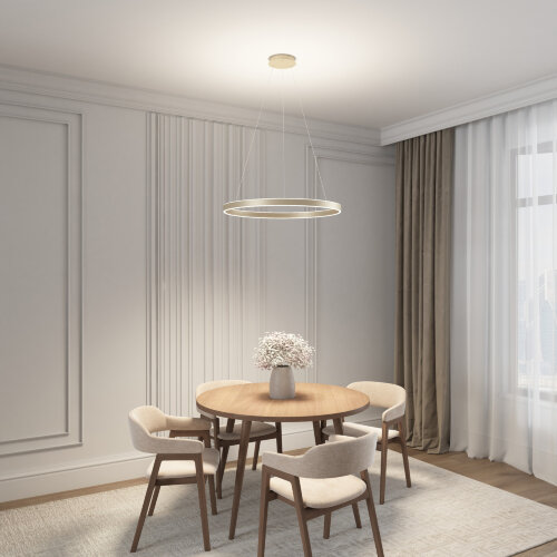 Светильник подвесной RAYDIA, 40 Вт, 3000–4000К, ?600?1500 мм, металл+акрил, матовое золото, свет вве. Фото 8