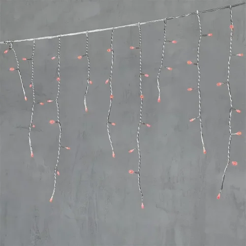 Гирлянда Бахрома 3,1 x 0,5 м Красная 220В, 150 LED, Провод Прозрачный ПВХ, IP54. Фото 1.