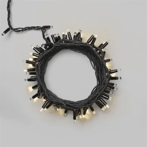 Гирлянда Нить 10м Тепло-Белая с Мерцанием Каждого Диода 220В, 100 LED, Провод Черный Каучук, IP65. Фото 1.