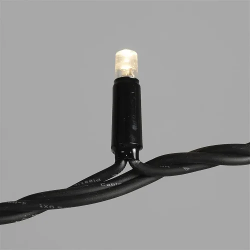 Гирлянда Нить 10м Тепло-Белая с Мерцанием Каждого Диода 220В, 100 LED, Провод Черный Каучук, IP65. Фото 2.