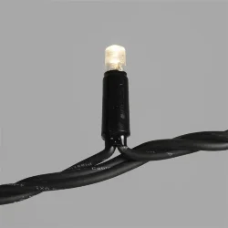 Гирлянда Нить 10м Тепло-Белая с Мерцанием Каждого Диода 220В, 100 LED, Провод Черный Каучук, IP65