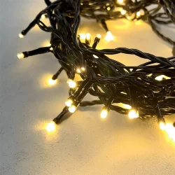 Гирлянда Нить 10м Тепло-Белая 24В, 100 LED, Провод Черный ПВХ, IP54