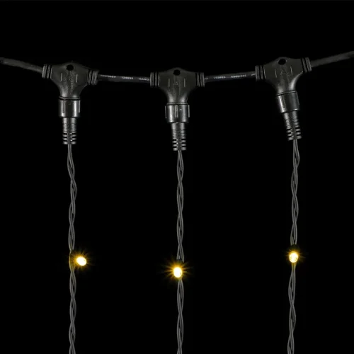 Гирлянда Занавес 2 x 3 м Тепло-Белый 220В, 600 LED, Провод Черный Каучук, IP65. Фото 3.