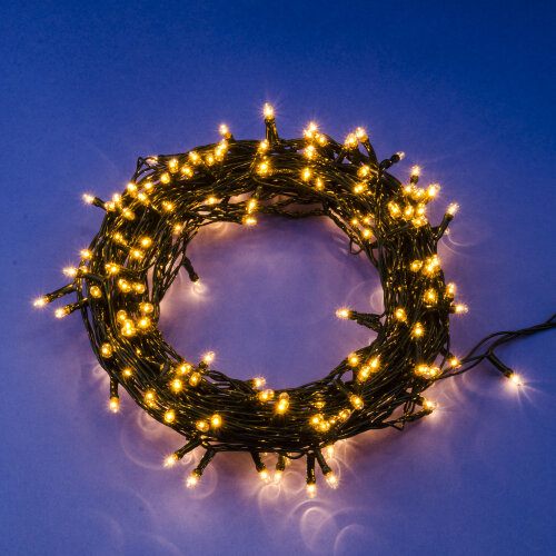 UDL-S1000-200-DGA WARM WHITE IP20 MINI Гирлянда с контроллером, 10м, 200 миниламп накаливания, Теплый белый свет, Провод зеленый, TM Uniel - фото 1