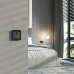 Выключатель двухклавишный проходной с подсветкой (графит акрил) W1122144