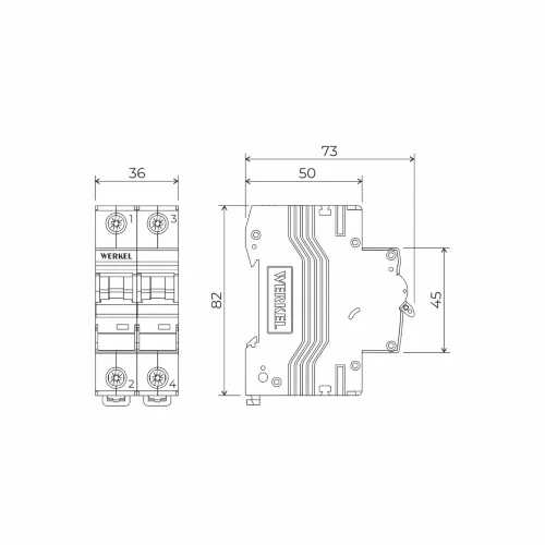 Автоматический выключатель 2P 50 A C 4,5 кА W902P504 - фото 3