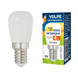 LED-Y25-4W-3000K-E14-FR-Z Лампа светодиодная для холодильников, матовая, Теплый белый свет 3000K, Картон, TM Volpe