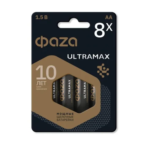 Элемент питания алкалиновый AA/LR6 1.5В ULTRAMAX BL-8 (уп.8шт) ФАZА 5064676 - фото
