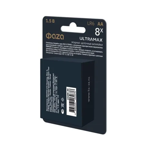 Элемент питания алкалиновый AA/LR6 1.5В ULTRAMAX BL-8 (уп.8шт) ФАZА 5064676 - фото 2