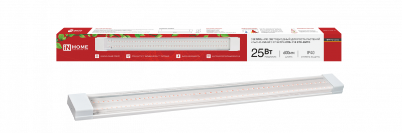 Светильник светодиодный СПБ-110 STD-ФИТО красно-синий спектр 25Вт 600мм IP40 IN HOME - Фото