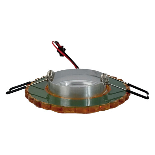 DLS-L147 GU5.3 GLASSY-GOLD Светильник декоративный встраиваемый, серия Luciole, Без лампы, цоколь GU5.3, Доп, светодиодная подсветка 3Вт, Стекло, Зеркальный-светло-желтый - фото 4
