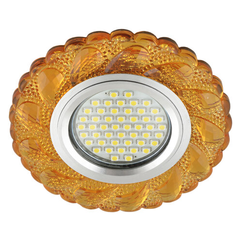 DLS-L147 GU5.3 GLASSY-GOLD Светильник декоративный встраиваемый, серия Luciole, Без лампы, цоколь GU5.3, Доп, светодиодная подсветка 3Вт, Стекло, Зеркальный-светло-желтый - фото 5
