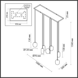 Люстра линейная «ODEON LIGHT» 5053/7A, серия: OVALI (крепление на планке)
