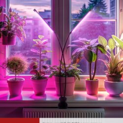 Светильник настольный на прищепке светодиодный СНП-Т2-ФИТО 2П20 красно-синий 20Вт 2 плафона, пульт на шнуре IN HOME