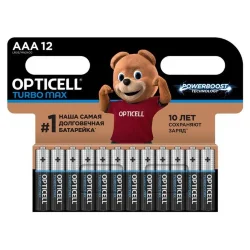 Элемент питания алкалиновый AAA/LR03 (блист. 12шт) Turbo Max Opticell 6053010