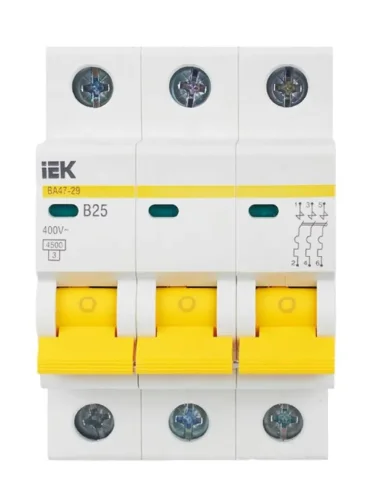 Выключатель автоматический модульный 3п B 25А 4.5кА ВА47-29 KARAT IEK MVA20-3-025-B - фото 2