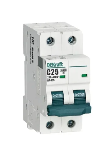 Выключатель автоматический модульный 2п C 25А 10кА ВА-105 DEKraft 13167DEK - фото