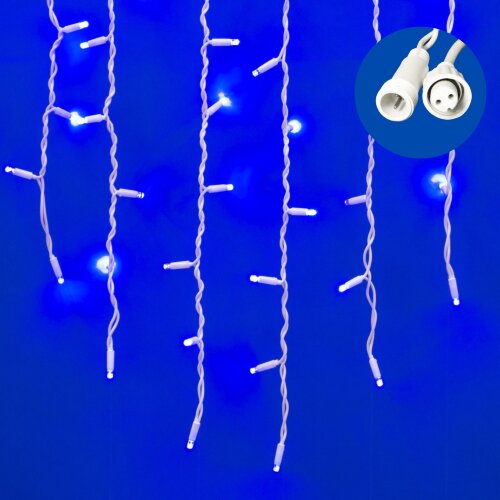 ULD-B3010-200-SWK BLUE IP67 Бахрома светодиодная со статическим свечением, 3м, Соединяемая, 200 светодиодов, Синий свет, Провод белый. - фото 1