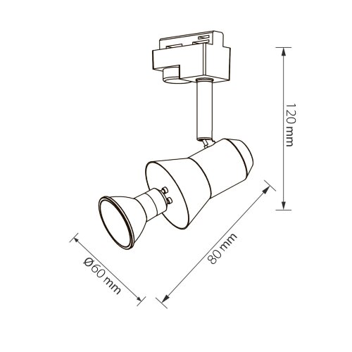 UBL-Q323 GU10 WHITE Светильник-прожектор трековый, Под лампу GU10, Корпус белый - фото 6