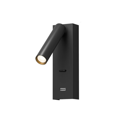 Светильник настенный CHARGELUX, USB-A , 3Вт, 3000К, алюминий, черный. Фото 4