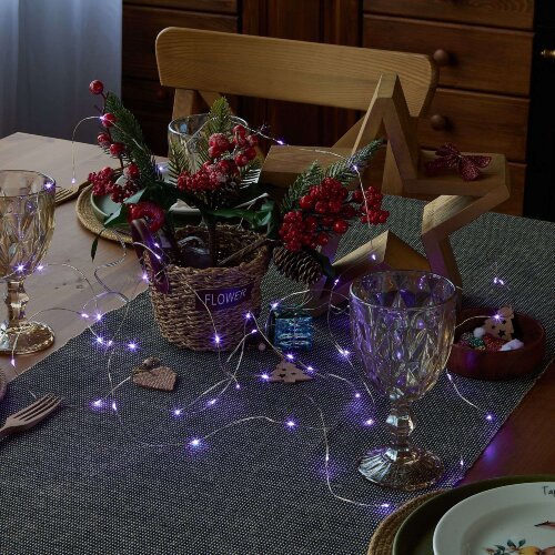 ULD-S0500-050-SCB-2AA PURPLE IP20 DEW Гирлянда светодиодная на батарейках 2AA не в-к, Роса, 5м, 50 светодиодов, Фиолетовый свет, Провод медный, TM Uniel - фото 6