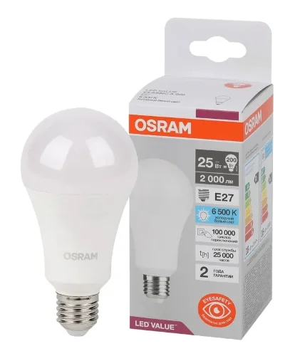 Лампа светодиодная LV 25SW/6500K (=200W) E27 | LED Value 2Y | Груша | - OSRAM. Фото 2