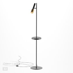 Торшер с полкой/USB «ODEON LIGHT» 4240/1F, серия: MEHARI (крепление на планке) - USB разъем для зарядки; с круглым столиком