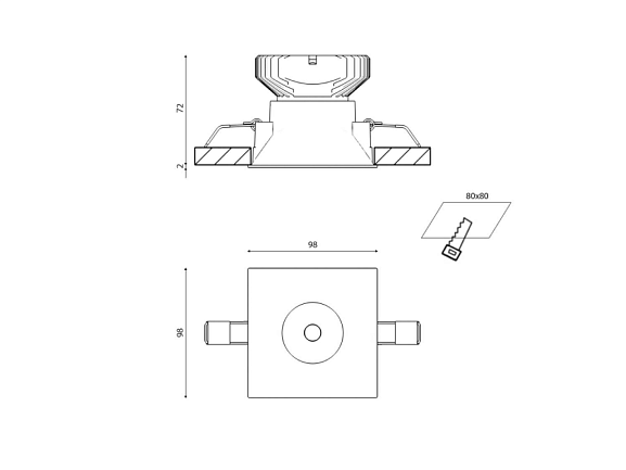 Корпус светильника потолочный встраиваемый, COMBO-34-BL, Черный, IP20, COMBO-34-BL. Фото 3
