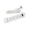 S-GSR4-3 U2C1 WHITE-GREY Сетевой фильтр серии Standard, шнур 3м Пвс 3х0.75, 4 гнезда, с-з, 2USB+1TYPE C, 10A, 2500Вт, Белый-серый, TM Uniel - фото 1