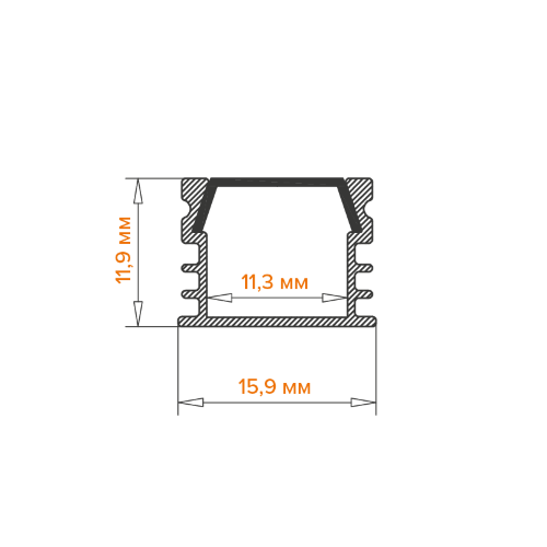 Профиль алюминиевый накладной WOLTA WAP-S-16/6/2000-W белый 6х16х2000мм - фото 2.