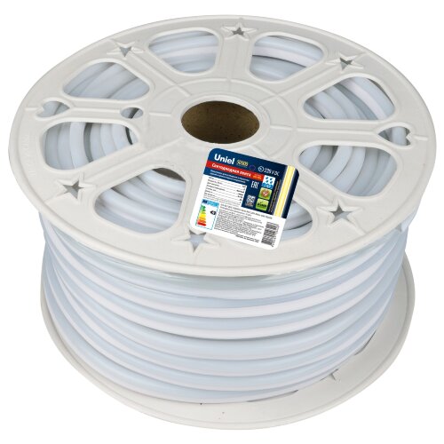 ULS-N21-2835-120LED-m-8mm-IP67-220V-8W-m-50M-YELLOW Светодиодная гибкая герметичная лента, NEON, Бобина 50 м, Желтый свет. - фото 1