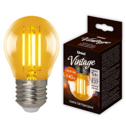 LED-G45-5W-GOLDEN-E27 GLV21GO Лампа светодиодная Vintage, Форма шар, золотистая колба