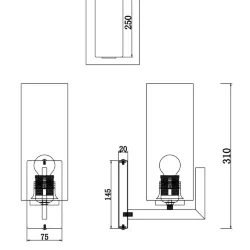 Настенный светильник (бра) Fortano E27х1 40Вт (Черный и Латунь)
