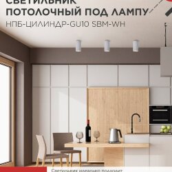 Светильник потолочный НПБ-ЦИЛИНДР-GU10 SBM-WH под GU10 55х100мм белый IN HOME